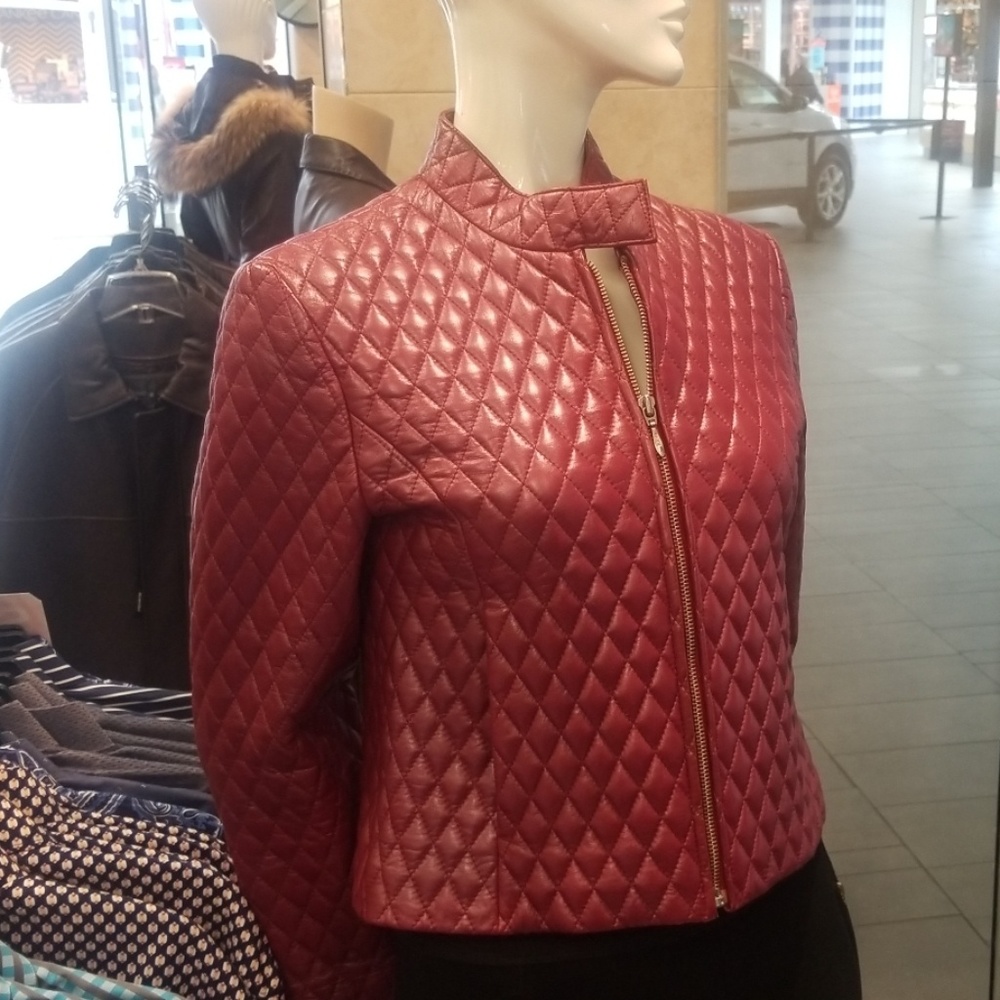 Leather quilted jacket